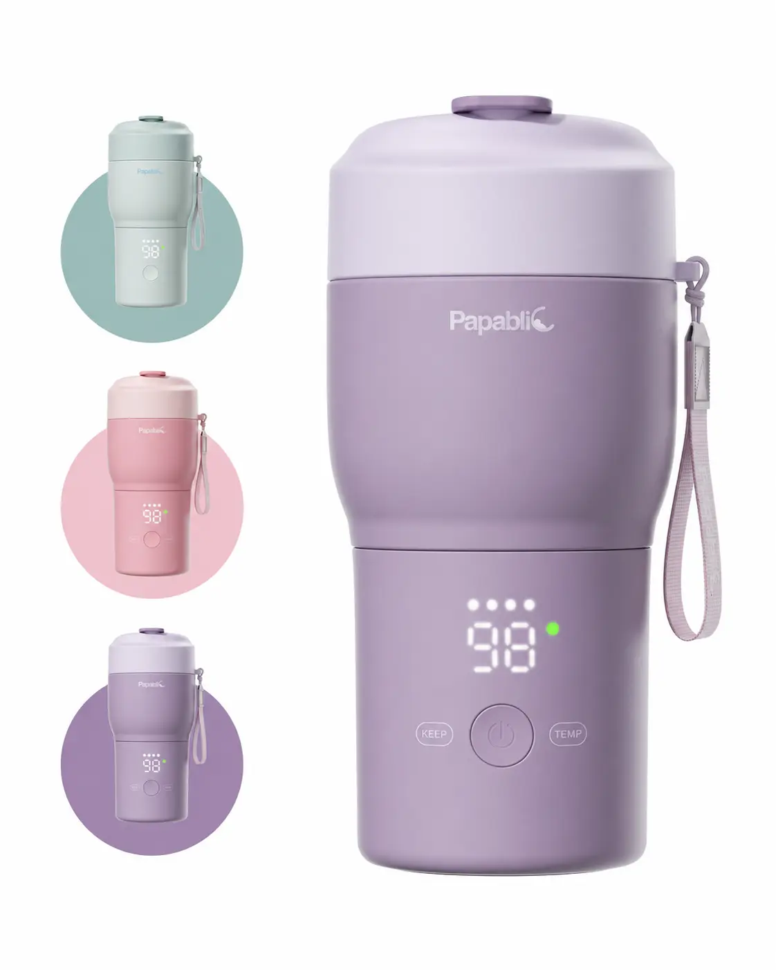 Papablic Pro Portable Bottle Warmer for Travel - Fast Heating, Built-in Sterilizer, 30W Fast Charge, 5-Temp Control, Easy-Clean Wide Mouth, Bottle Warmer on the Go for Breastmilk & Formula #DealsForYouDays, Fast Bottle Warmers