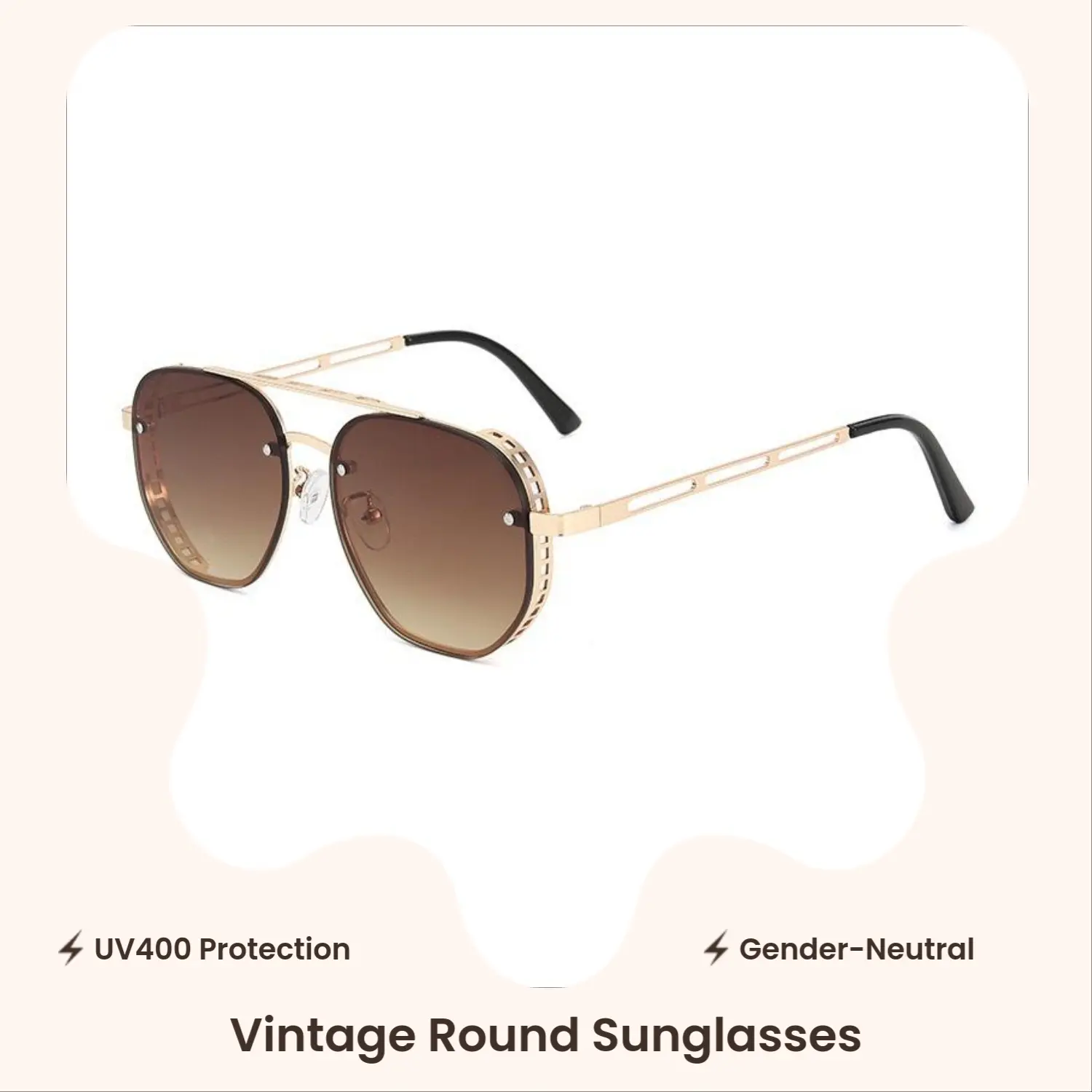 2026 New Unisex Oversized Retro Chic Sunglasses - Retro Tortoiseshell Zinc Alloy Semi-Rimless Frame, UV400 Shield, Blue Light Blocking Lens, Lightweight Wear, Fashion Glasses with Decorative Accents, Must Have Glasses for Driving/OOTD