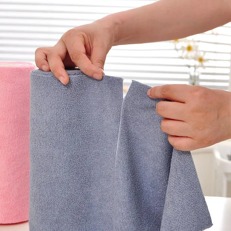 Reusable Microfiber Cleaning Cloth Roll Wipes - Washable, Absorbent Soft Towel, Eco-Friendly Paper Towel Alternative with Cleaning Pad for Kitchen Use