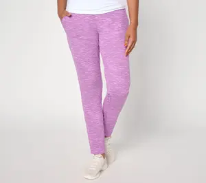 Denim & Co. Active Regular Soft Blend Knit Space Dye Slim Straight Pants