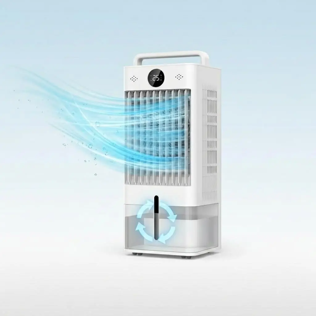 10L Portable Air Conditioners, Swamp Cooler Evaporative Air Cooler with Touch Key and Remote Control, 90°+90° Oscillation, LED Screen, Energy-Efficient 45w, US Standard 120v 60Hz
