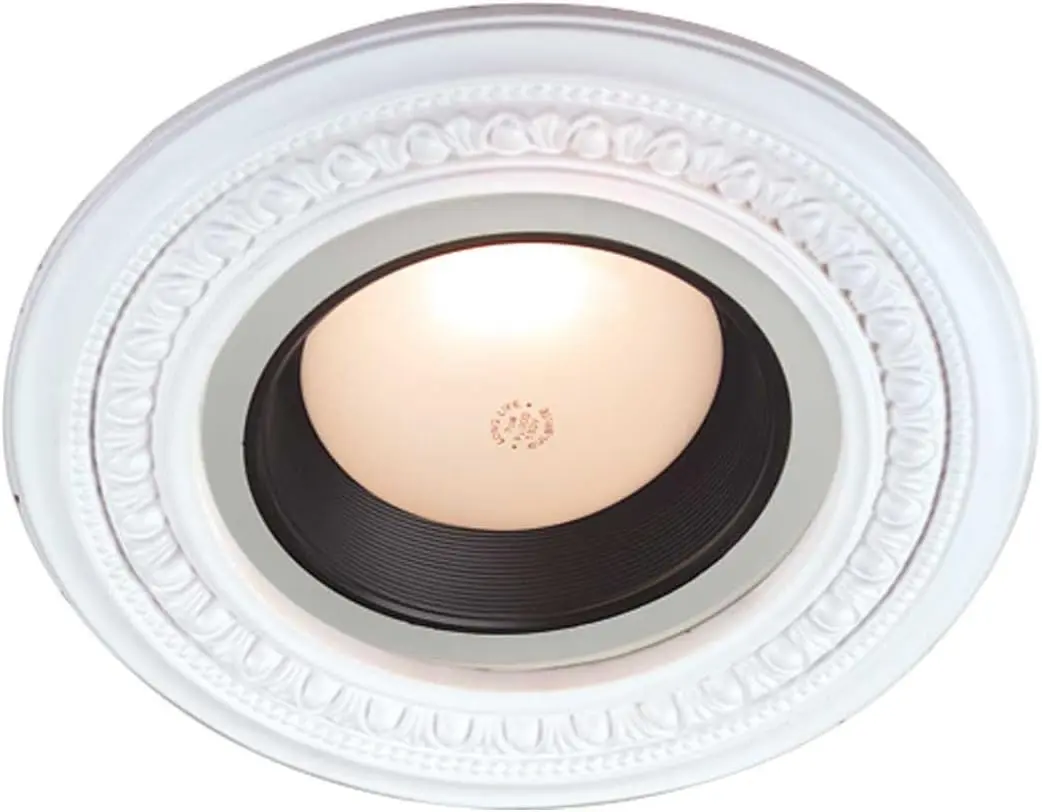 White Polyurethane Mini Ceiling Medallion for Light Fixtures - 5x9 in Ceiling Decor, Spotlights Trim Ring, Ornate Leaf Design, Hides Fixture Edges, Hides Edges