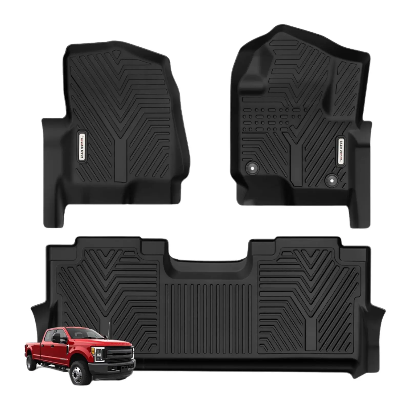 YINTATECH All Weather Floor Mats Liner for 2017-2025 Ford F-250 F-350 Super Duty Crew Cab Black TPE Protection Car Accessories