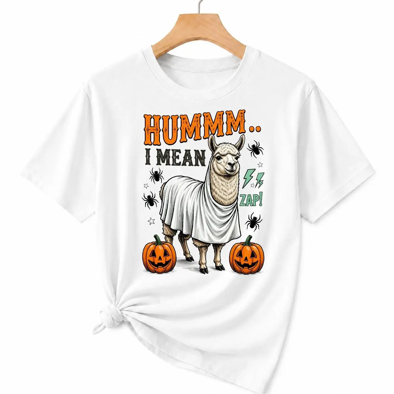 CARPESUN Funny Halloween Llama Ghost Shirt Cotton Soft Breathable Unisex Casual Wear Gift Recommendation