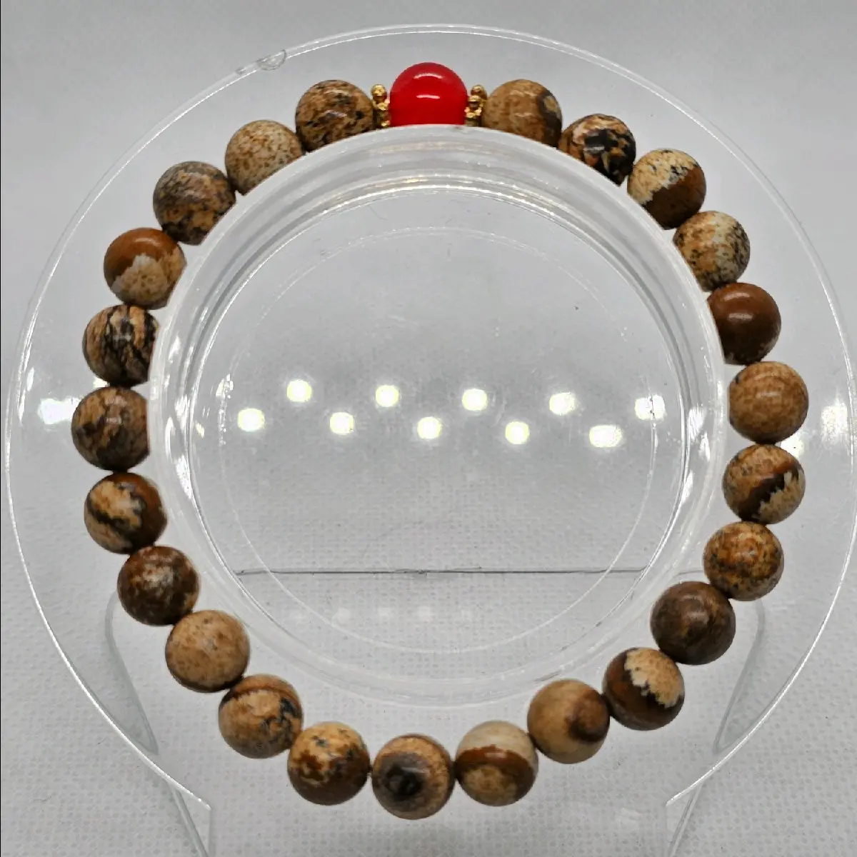 Yellow picture Jasper mens bracelet