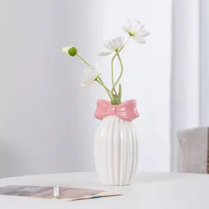 Ceramic Vase Bow Flower Pot, Living Room Decoration Home Decor, Elegant Ceramic Container for Flowers & Plants