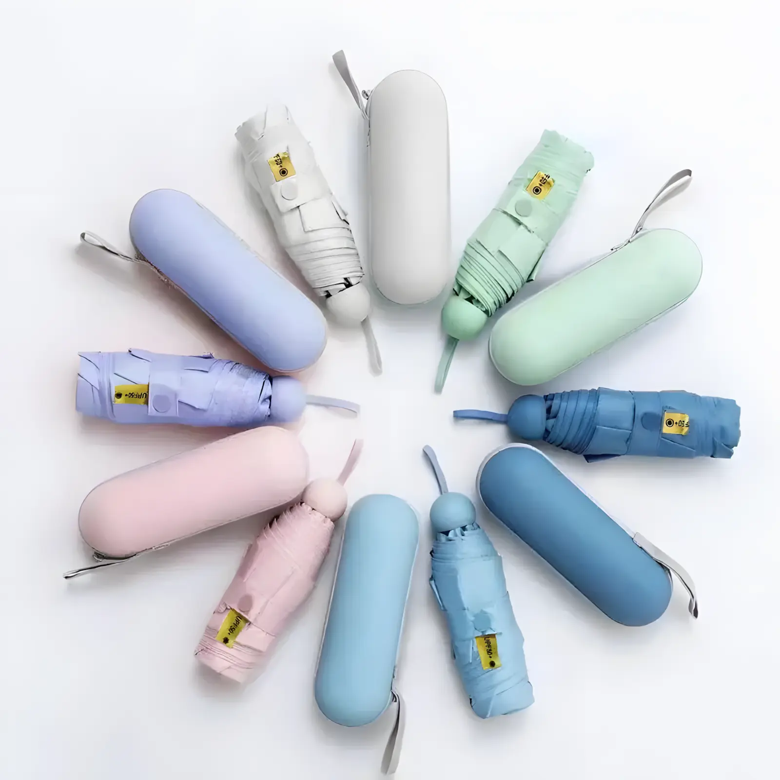 Unisex 6-Rib Mini Pocket Portable Umbrella - Lightweight Folding, Waterproof, UV-Blocking Blue Sun Defender Umbrella for Travel, Outdoor Activities, Blue Uv Umbrellas, Uv-Blocking Umbrellas