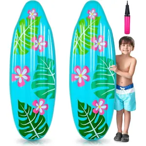 60 Inch Luau Inflatable Surfboard for Beach Inflatable Surf Board Luau Decoration Tropical Inflatable Pool Surfboard Float for Surf Hawaiian Theme Summer Sea Party