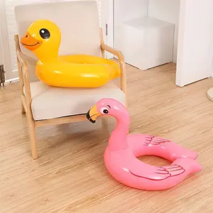 Cute 3D Duck & Flamingo Inflatable Pool Float, Cartoon Animal Print Swim Ring, Lightweight Portable Design, Pool & Beach Summer Activities, Water Float, Inflatable Pool Floaters
