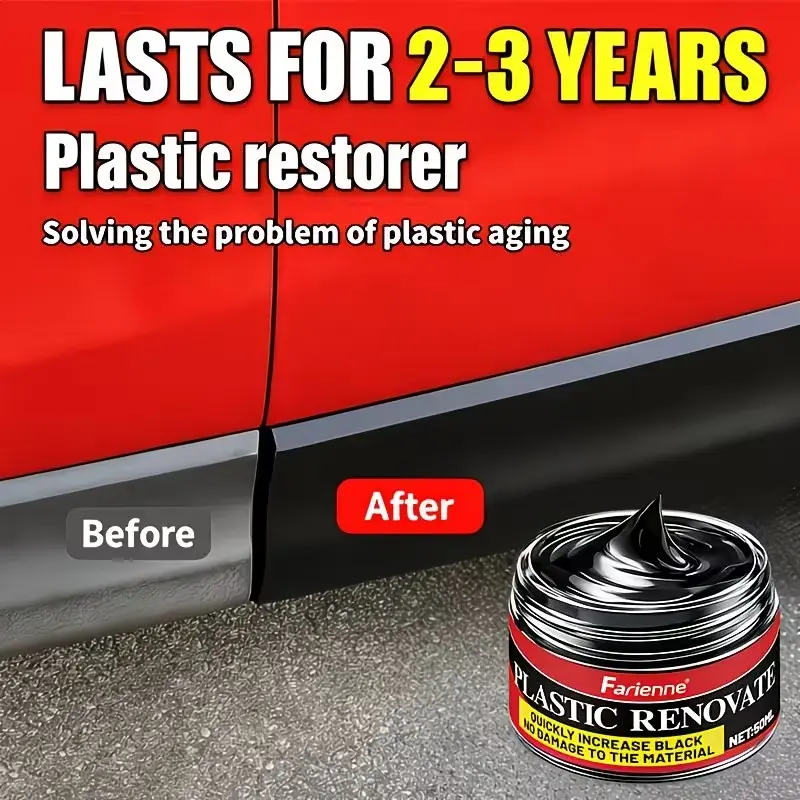 Car Plastic Restorer Cream, Automotive Plastic Parts Renovation Paste for Dashboard Interior and Exterior Trim, Auto Plastic Aging Restoration Maintenance Supplies