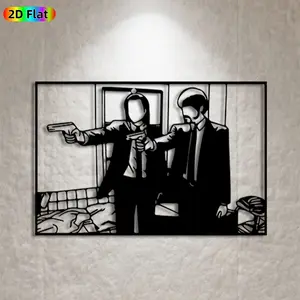 1pc Pulp Fiction Metal Wall Art, Pulp Fiction Statue Mural, Ideal Gift for Halloween, Movie Decor Enthusiasts, Modern Home Decor, Weather-Resistant Metal Wall Decor Wall Sculptures, Perfect for Home Wall & Garden Fence