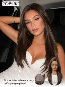 Topshe Mono Medium Straight Wig, Ice Gradient, Natural Part, Breathable, No Glue, Easy to Wear, Beginner Friendly