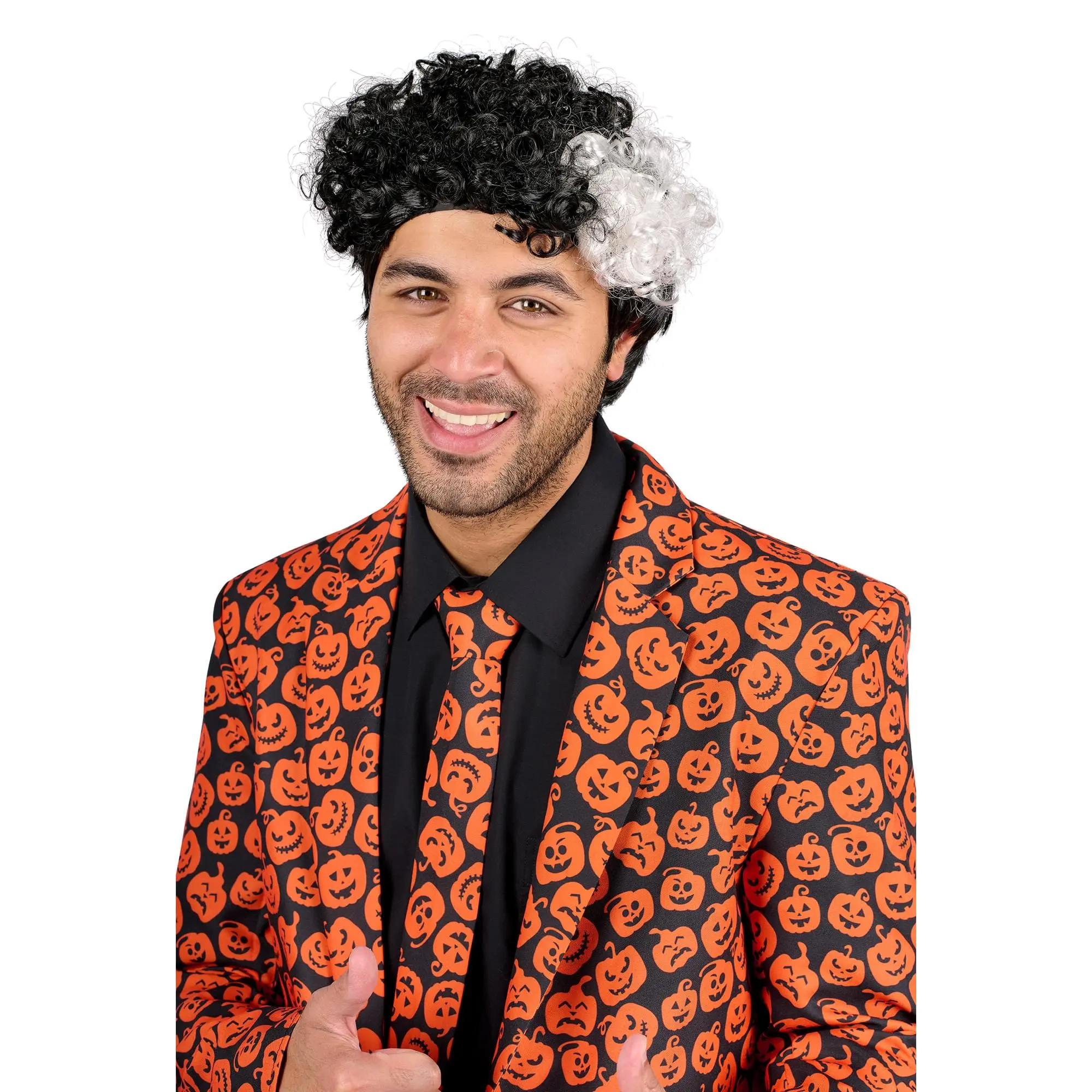 2-Tone Streaked Costume Wig, David S. Pumpkins Inspired Synthetic Hair for Adult Costume Parties, Halloween & Cosplay Action