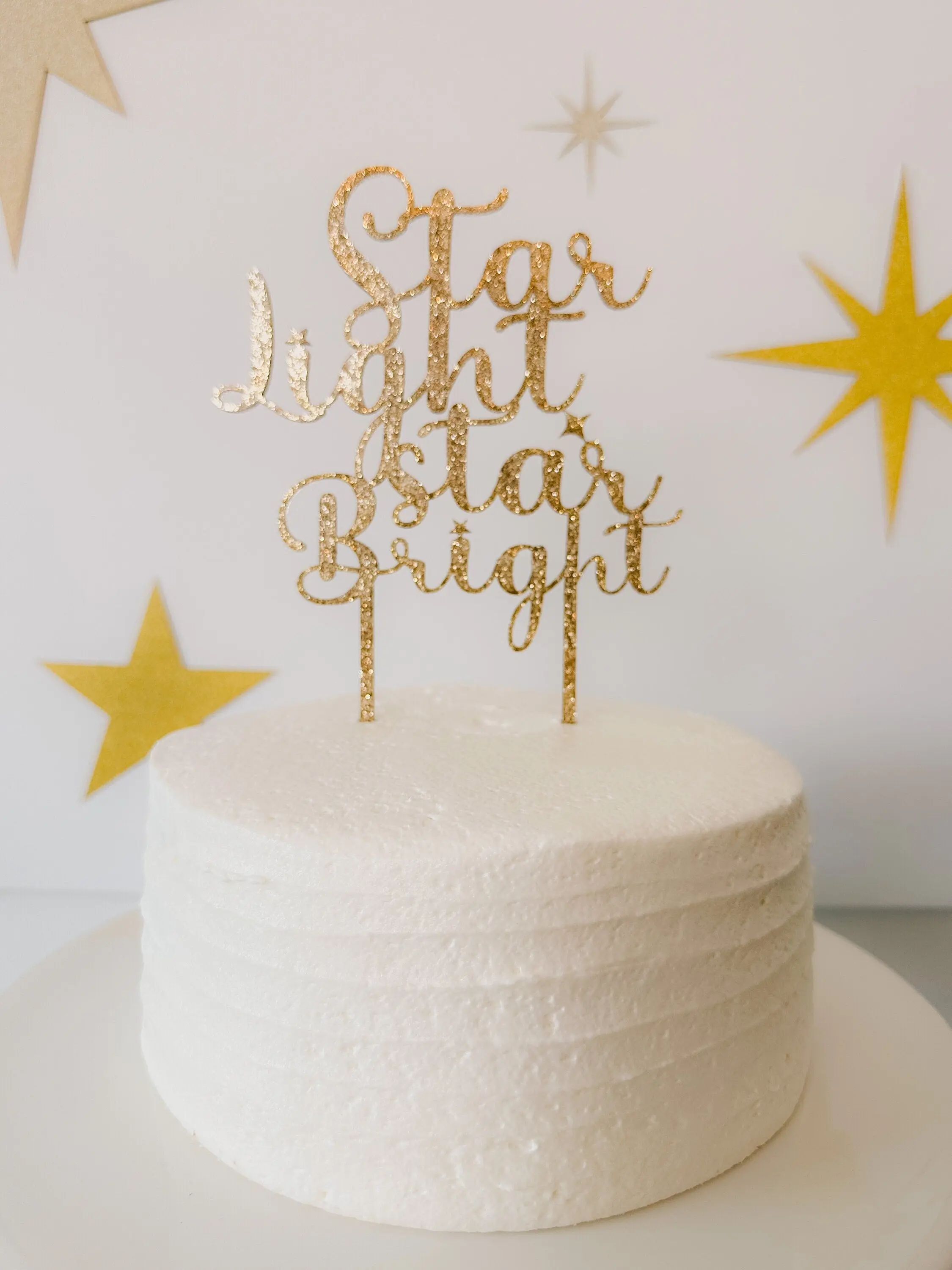 Glitter Acrylic Star Light Cake Topper, Festive Birthday Cake Decor