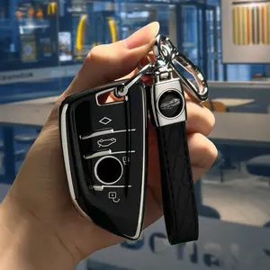 Fit for BMW Key Fob Cover Compatible with 2015-2023 3 5 7 Series X1 X2 X3 X4 X5 X6 M M8 M7 M6 M5 M4 M3 M2 M1 430i 340i 840i 4 Buttons with Keychain Accessories