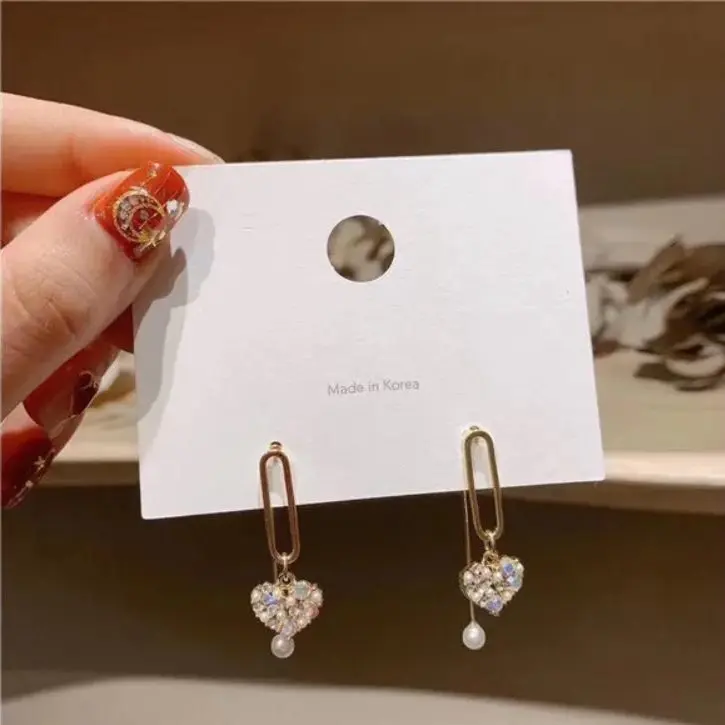 Diamond Heart Drop Earrings
