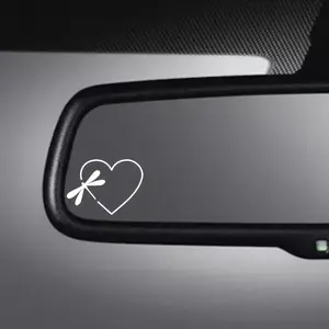 2PCS/SET Minimalist Creative Dragonfly Heart Totem Decor Sticker, Suitable for New Energy Car Rearview Mirrors, Electric Vehicle Trunks, Game Consoles, Luggage Decor, Niche Natural Healing Personalized Decal