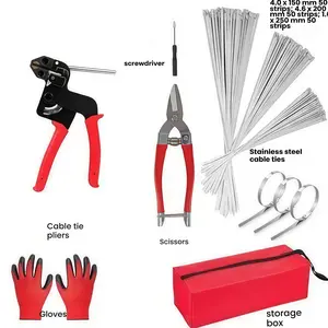 Snapfixmate Metal Zip Ties with Stainless Steel Cable Tie Gun, Special Tool For Fastening and Cutting Steel Zip Ties, 150pcs 11.8in Uv Resistant chain link fence Parts For Fence Exhaust Pipe Outdoor Multi-Function