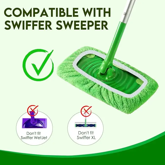 8-Pack Reusable Mop Pads Compatible with Swiffer Sweeper – Washable Microfiber Dry & Wet Refills, Multi-Surface Floor Cleaning for Hardwood, Tile & Laminate