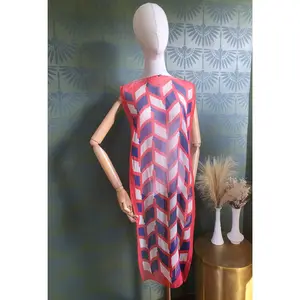 STYLE 3010 - Vintage Red White and Blue Silk Patterned Rectangle Scarf