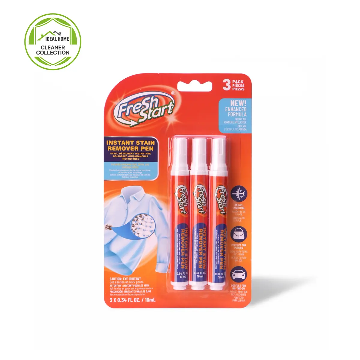 Fresh Start Instant Stain Remover Pen 3-Pack | Travel Size Laundry Pre-Treater, Purse Essential Spot Cleaner for Food & Drink Spills Rescue