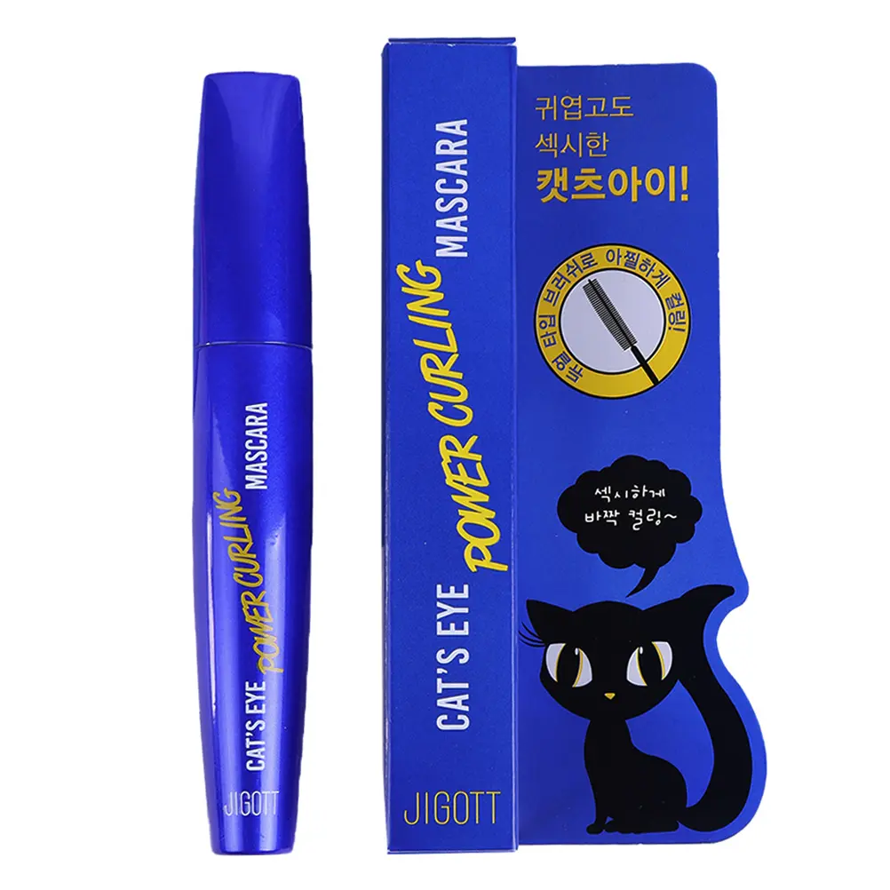 JIGOTT Cat's Eye Power Curling Eyelash Mascara - 12g Korean Clump-Free Volume Lash Makeup, Lifts Lashes, Contains Allantoin for Cosmetic Enhancement, Single Item, Flawless, Lengthening Mascara, Proof Mascara