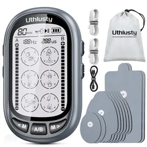 TENS EMS Muscle Stimulator, Dual Channel Electronic Pulse Massager – 24 Modes, 36 Intensity Levels, Large LCD Screen, Portable & Rechargeable with 10 Electrode Pads