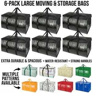 Classic Household Organiser Extra Large Moving Bags (2/4/6/8-Pack) with Reinforced Handles, Heavy Duty Storage Totes for Clothes, Bedding, Christmas Decoration Supplies