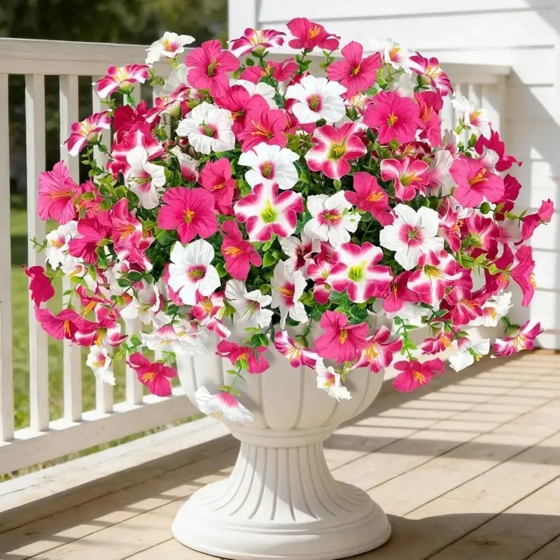 10pcs  Colorful Artificial Flowers Hanging Morning Glory Vines UV Resistant Lifelike Fake Plants for DIY Garden Corridor Patio Wedding Decor, Maintenance Free  Faux Silk Floral Wall Hanging appearance realistic