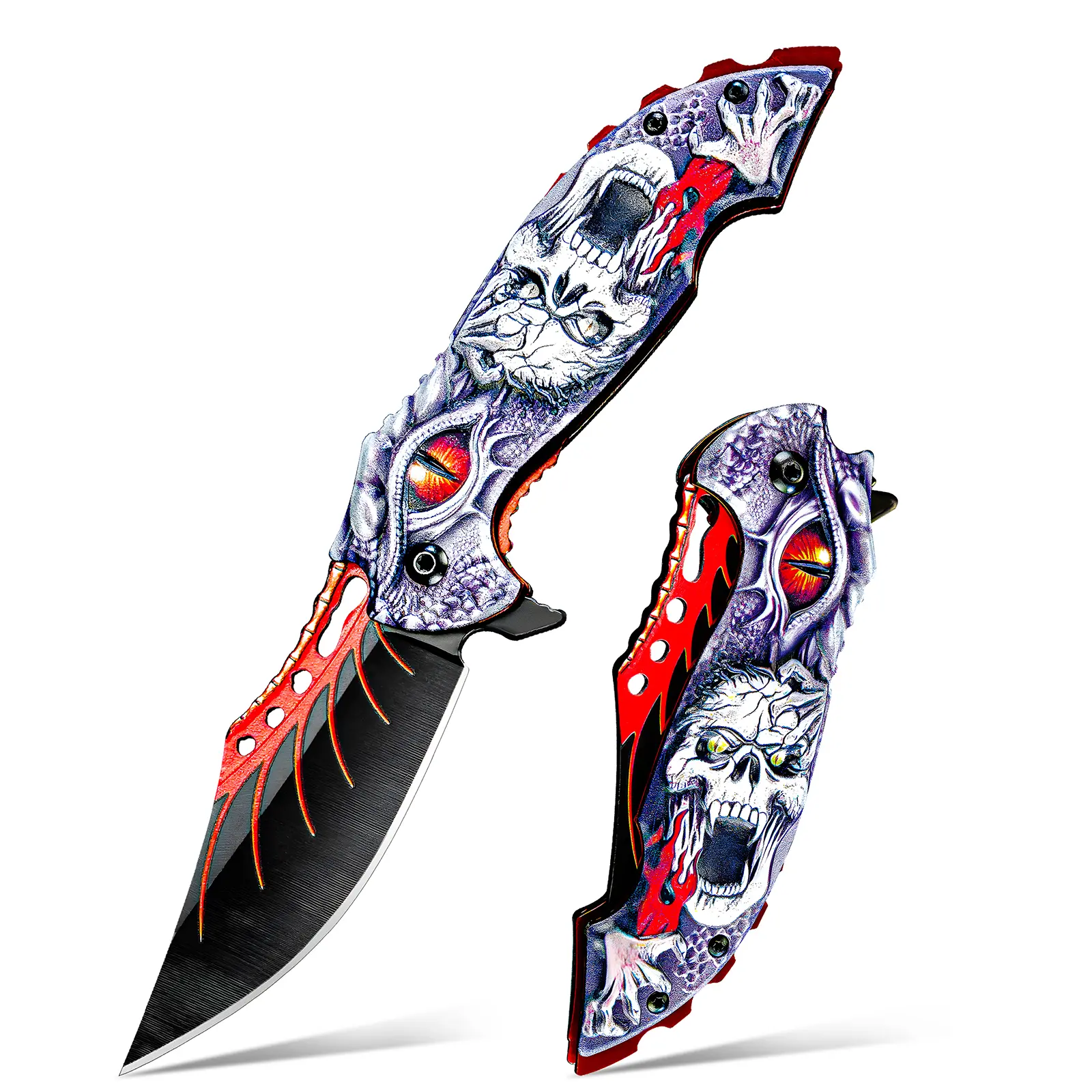Graphic Folding Pocket Knife with Steel Blade, Compact Manual EDC Utility Tool