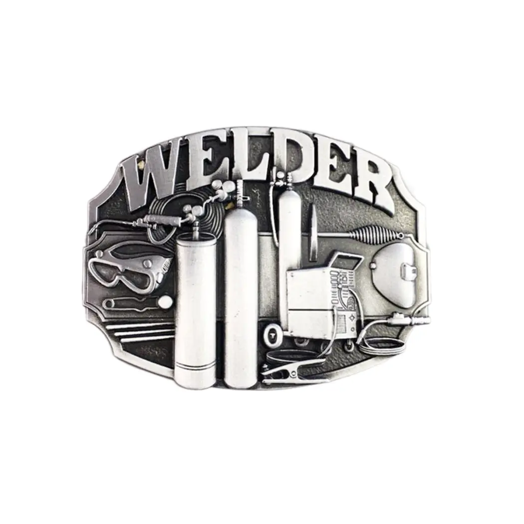 Antique Finish Metal Buckle Closure - Brand New in Stock, Brushed Silver Zinc Alloy, 3.1 oz (88 g), 40 mm/2.52 in, 3.35 in/64 mm, 85 mm, Durable Hardware, Men's Belt Loop Accessories, Unisex Clothes Accessory