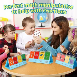Torlam Fraction Manipulatives for Elementary School, Fraction Circles & Percentage & Decimal Flip Chart, Math Games Math Manipulatives for 1st, 2nd, 3rd, 4th, 5th, 6th Grade Homeschool Supplies Visual Learning Tools