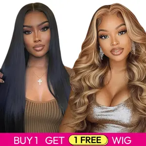 YMSGIRL Buy 1 Get 1 Free Lace Front Wig – 180% Density, Transparent Lace, Blended Human Hair for a Natural Look