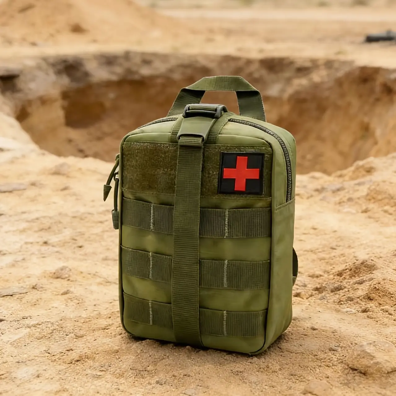 1pcs2pcs/3pcs Portable Survival Bag with Multiple Compartments, Made Of Durable Canvas Material with A Red Cross Symbol, Suitable for Outdoor Travel, Camping, Hiking, Travel Emergency Equipment, Unisex, Compact Design, Reinforced Stitching,, Random