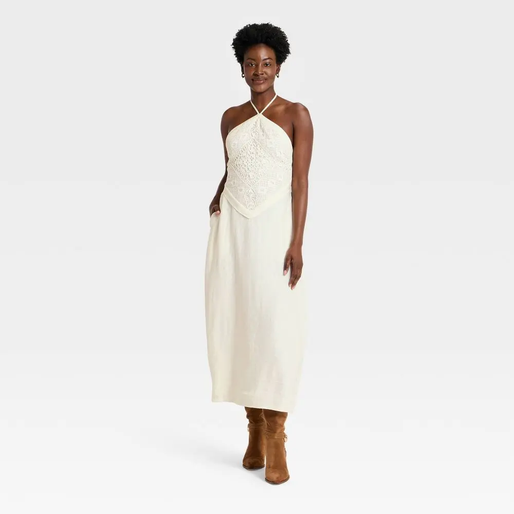Women's Embroidered Casual Skater Dress - A New Day, Rayon-Cotton Fabric, With Pocket