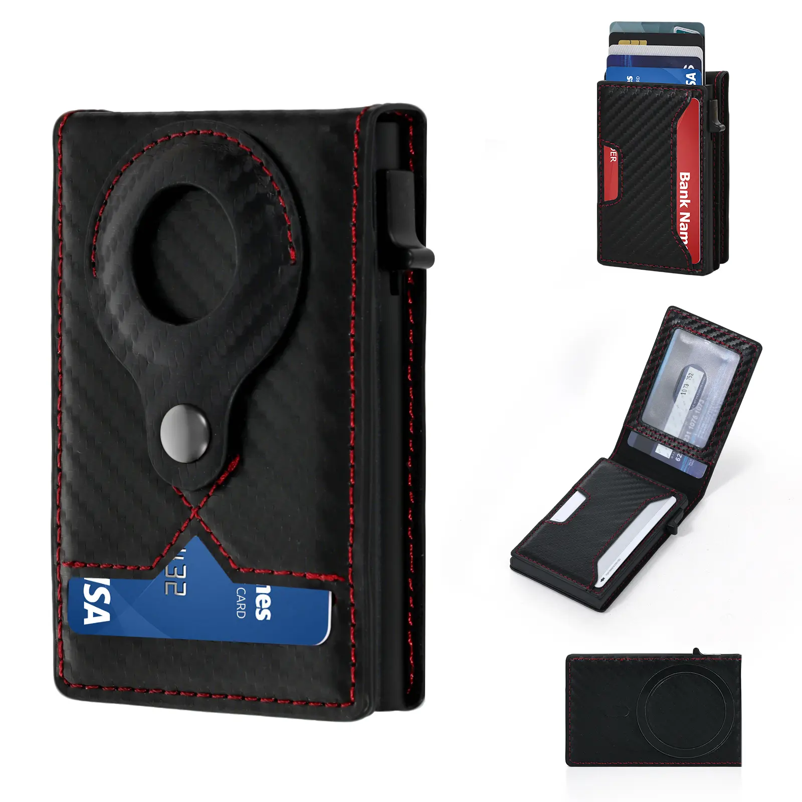 Men's Magnetic AirTag Wallet - Anti-Tracking RFID Blocking Slim Pop-Up Card Holder (9-14 Card Capacity, Premium Leather Compact Minimalist Design with ID Window & Secure Cash Slot) | RFID Wallets for Men, Anti-Tracking Men's Wallets, Rfid Men's Wallets