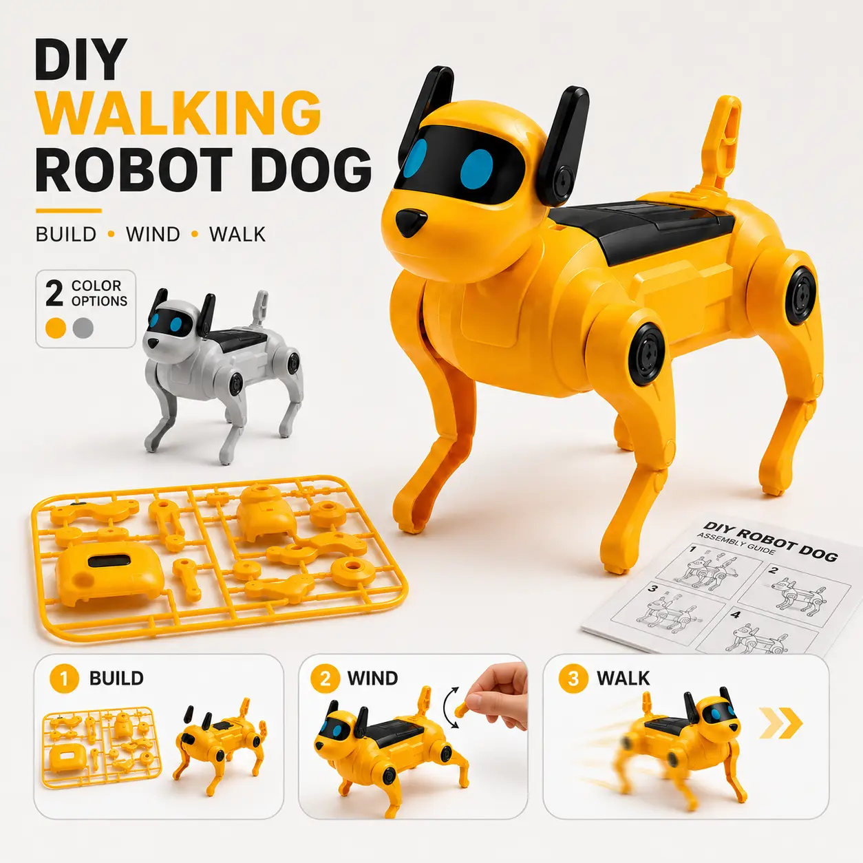 Build & Watch It Walk Robot Dog Kit for Kids Ages 8+, DIY Mechanical Puppy Toy with Moving Legs, Hands-On Building Toy GiftHalloween Christmas Gift for Kids