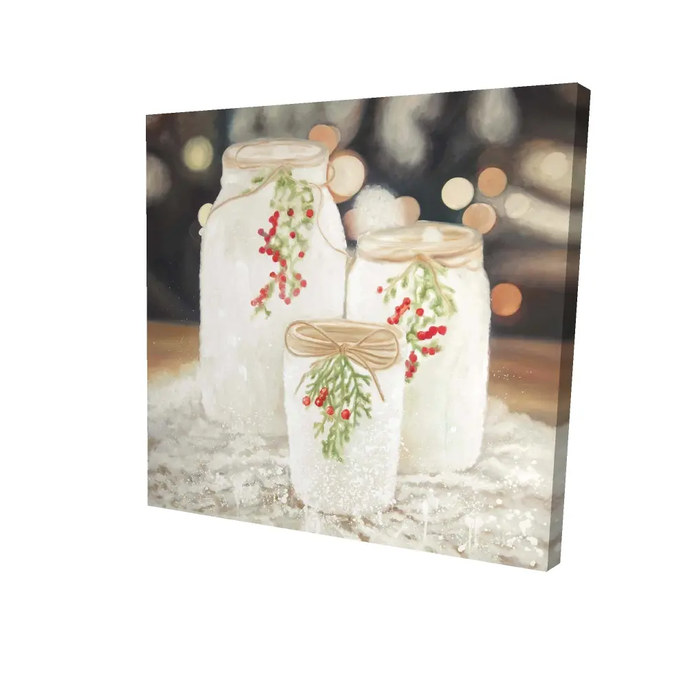 Begin Home Decor 2080-2424-HO10 24 x 24 in. Still Life Botanical Rustic Canvas - Christmas Candles Decor