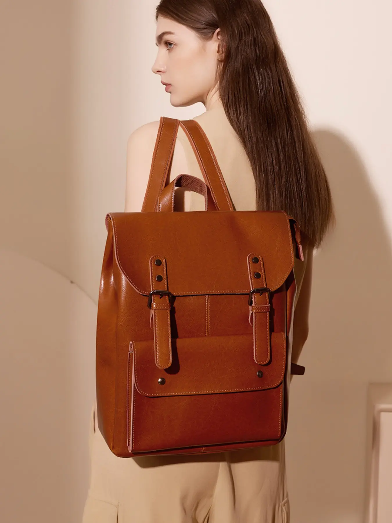 Vintage Leather Backpack, Durable Genuine Leather Laptop Bag, College Style Large Capacity Unisex Purse, Perfect Gift