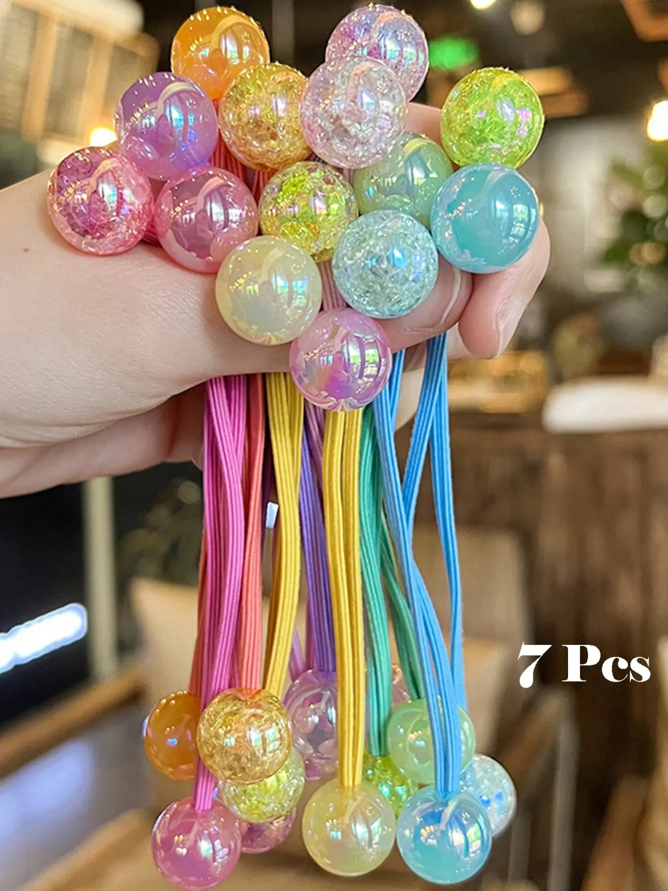 Cute Colorful Bubble Ball Design Hair Ties, 7 Counts High Stretch Hair Ties, Fashionable Hair Accessories for Women & Girls