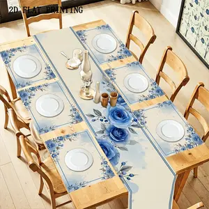 5/7 Piece Table Runner Complete Set (tablecloth 33x183cm + Placemat 30x45cm), Geometric Print, All Seasons, Versatile Usage, Home Kitchen Party Decor