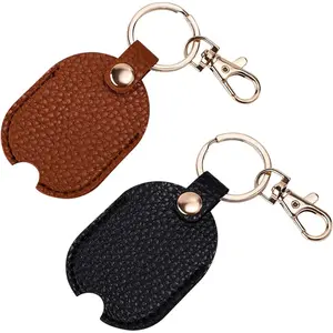 2pcs Leather Car Key Sleeve for Broken Car Key, Vintage Broken Car Key Loop Holder Replacement Pu Leather Keychain Protector with Iron Key Ring Auto Key Cover for Men and Women