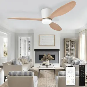 Embedded Ceiling Fan, 42 Inch LED Light Fan, Bedroom Indoor Outdoor Use, Remote Control, 24w, 3 Color Temperatures, 3 Reversible Wood Blades