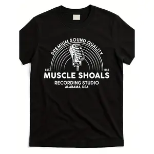 Men's & Women's Retro Muscle Shoals Recording Studio & Alabama USA Logo T-Shirt - Vintage Music Tee with Alabama Graphic, 220gsm Pure Cotton Short Sleeve Shirt for Casual Wear & Country Music Fans