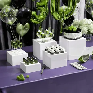 Acrylic Display Box, 5 Sided Acrylic Stand, Cupcake Holder, Bottom Hollow Design, Perfect for Weddings, Cupcakes, Candies, Parties, Brunches, Buffets