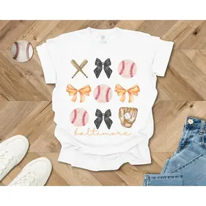 Coquette Baltimore Baseball Sweatshirt, Cozy Baseball Sweatshirt, Game Day shirt, Girly Baseball Shirt, Gift for OrioleFan, Kid Baseball Tee