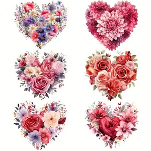 6 Pack Valentine's Day Vinyl Heat Transfer Sheets Multi Color DIY Iron on Transfers Washer Safe for T Shirts Patches Decor