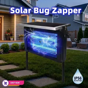 Solar-powered bug zapper with 365nm UV Light, 4500V High-power Mosquito Elimination, IP56 Waterproof Rating, Automatically Turns on at Night, Covers up to 300㎡, Can Be Plugged into the Ground, Hung, or Placed，Mosquito zapper