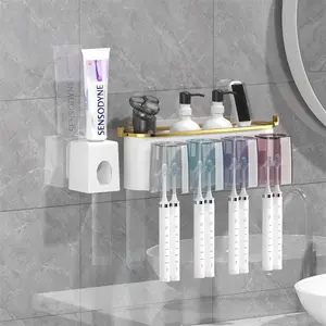 Toothbrush Holder Set with Gargle Cup, Wall Mounted, No Drill, Bathroom Organizer, Gift Decor, Toothbrush Storage Holder, 1 Count