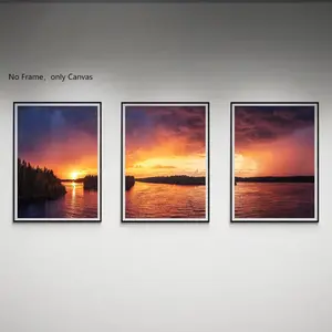 Landscape Painting, 3 Counts/set Canvas Wall Art, Aesthetic Design Artistic Wall Decor for Home Living Room Bedroom, Home Decor Ideas, Poster